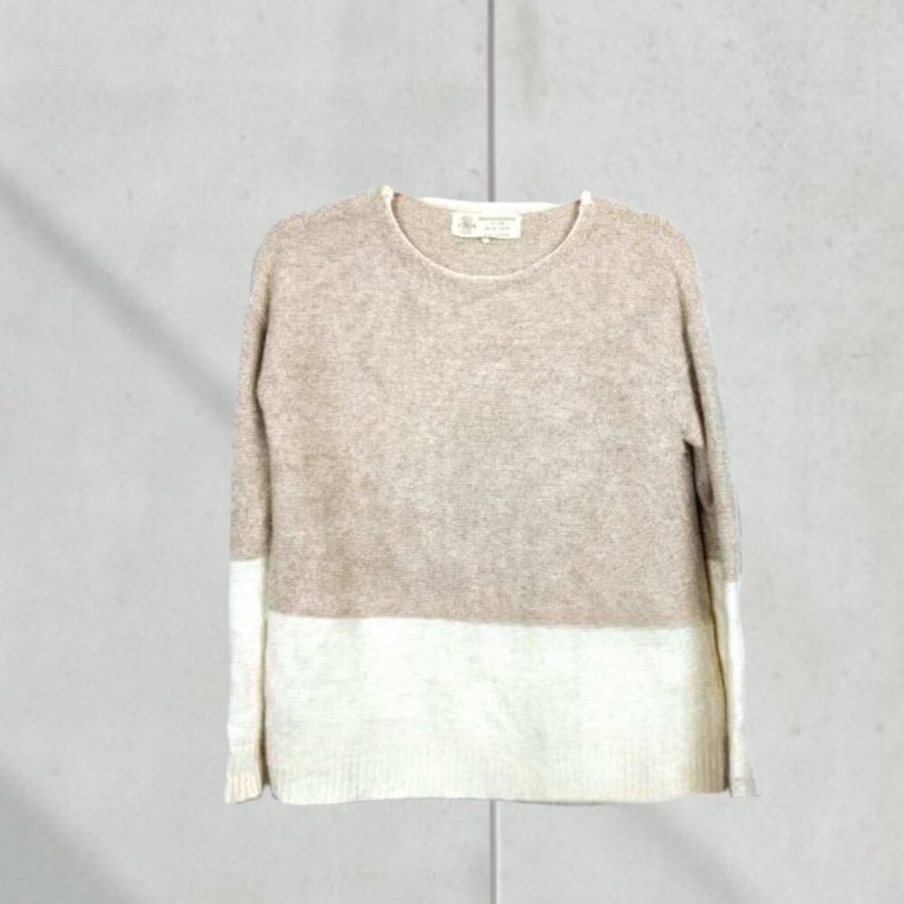 Cute Colour Block Tan and Off White Sweater